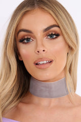 Grey Velvet Wide Choker - Aala