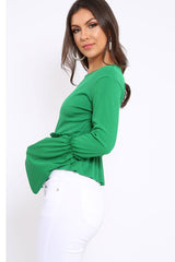Green Rib Ruffle Top - Alaria