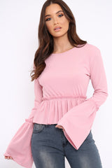 Pink Rib Ruffle Top - Alaria
