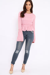 Pink Rib Ruffle Top - Alaria