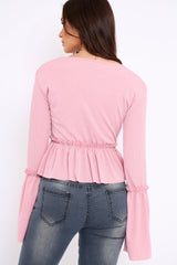 Pink Rib Ruffle Top - Alaria