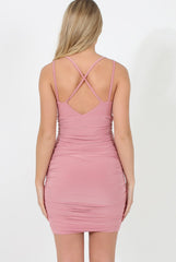 Pink Ruched Side Dress- Alera