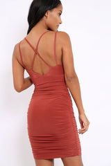 Rust Ruched Side Dress - Alera