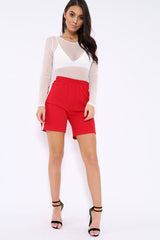 Red Shorts with White Side Stripe and Poppers - Moyra