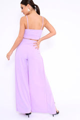 Lilac Bralet and Split Front Wide Trousers Co-ord - Alesana