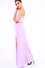 Lilac Bralet and Split Front Wide Trousers Co-ord - Alesana