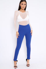 White Mesh Long Sleeved Bodysuit - Alesa