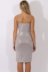 Silver Metallic Wrap Around Dress - Alesha