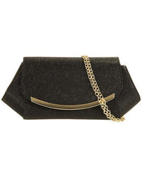 Gold Trim Glitter Clutch Bag - Alessa