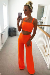 Orange Crop Top and Trousers Co-ord Set - Kimmy