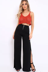 Rust Crochet Scalloped Hem Crop Top - Alexi