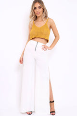 Mustard Crochet Scalloped Hem Crop Top - Alexi
