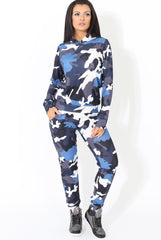 Blue Camouflage Two Piece Loungewear Set - Alice