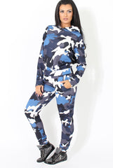 Blue Camouflage Two Piece Loungewear Set - Alice