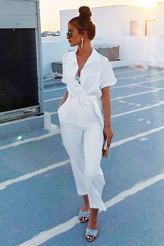 White Ruffle Sleeve Tie Front Shirt - Mariana