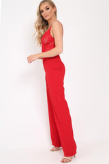 Red Lace Top Jumpsuit - Alicea