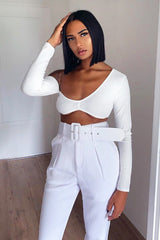 White Asymmetric Crop Top - Nicki