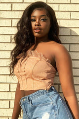 Nude Mesh Polka Seam Detail Bralet - Davis