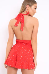 Red Polka Dot Shorts and Halterneck Co-ord - Alivia