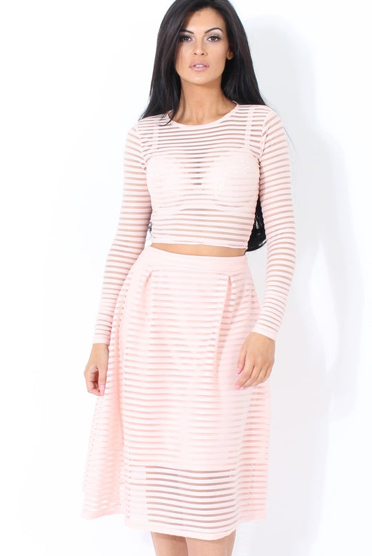 Rose Semi Sheer Stripe Crop Top - Alix