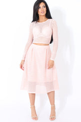 Rose Semi Sheer Stripe Crop Top - Alix