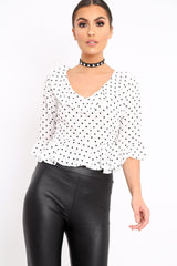 White Polka Dot Crop Top - Alixandra