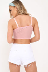 Pink Lace Clasp Front Bralet - Alline