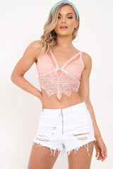 Pink Lace Clasp Front Bralet - Alline