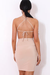Nude Ruched Side Dress- Allisa