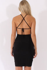 Black Ruched Side Dress - Allisa