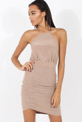 Taupe Ruched Side Dress - Allisa