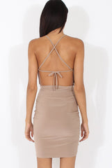 Taupe Ruched Side Dress - Allisa