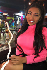 Neon Pink Slinky Bodysuit - Allison