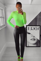 Neon Green Slinky Bodysuit - Allison