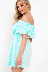 Green Tie Dye Bardot Dress - Allyn
