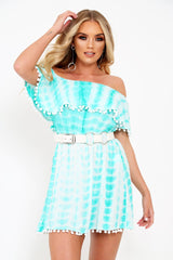 Green Tie Dye Bardot Dress - Allyn