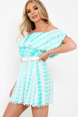 Green Tie Dye Bardot Dress - Allyn