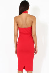 Red Choker Bandeau Mesh Dress - Alva