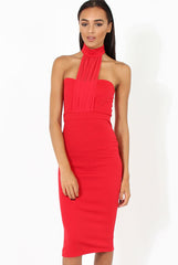 Red Choker Bandeau Mesh Dress - Alva