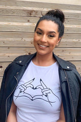 White Hand Heart Graphic T Shirt - Luana