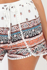 Orange Folk Print Bardot Co-ord - Amanda