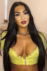 Yellow Floral Hook And Eye Puff Sleeve Crop Top - Libbie