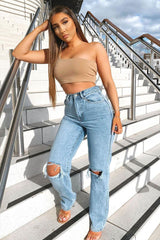 Camel One Shouldered Crop Top - Kamri