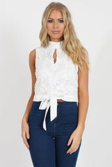 White Crochet Crop Top - Amelia