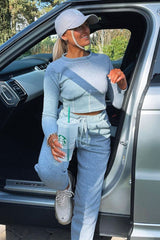 Light Grey Corset Crop Top Joggers Co-ord - Daisy