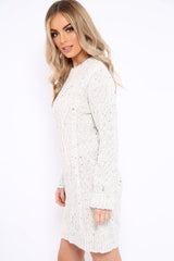 Beige With Flecks Cable Knit Jumper - Ameria