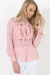 Pink Frill Front Blouse - Camille