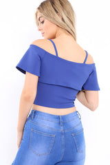 Blue Cold Shoulder Crop Top - Amilah