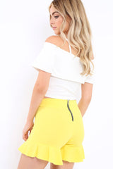 White Cold Shoulder Crop Top - Amilah