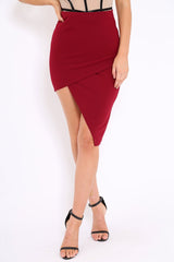 Wine Asymmetric Skirt - Amina
